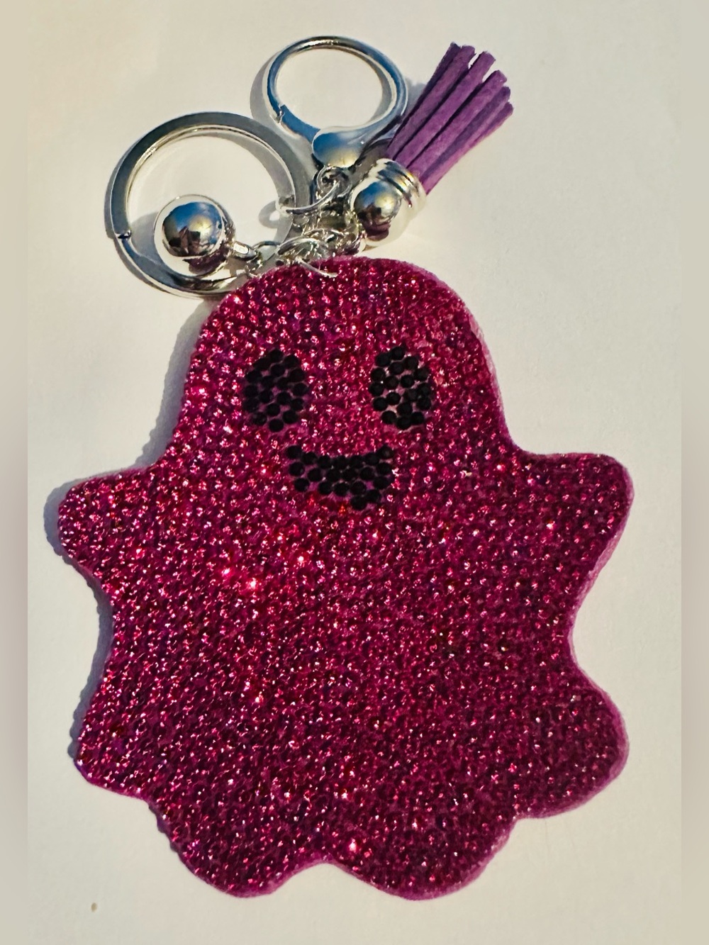 Purple Crystal Ghost Keychain/Bagcharm with Tassel